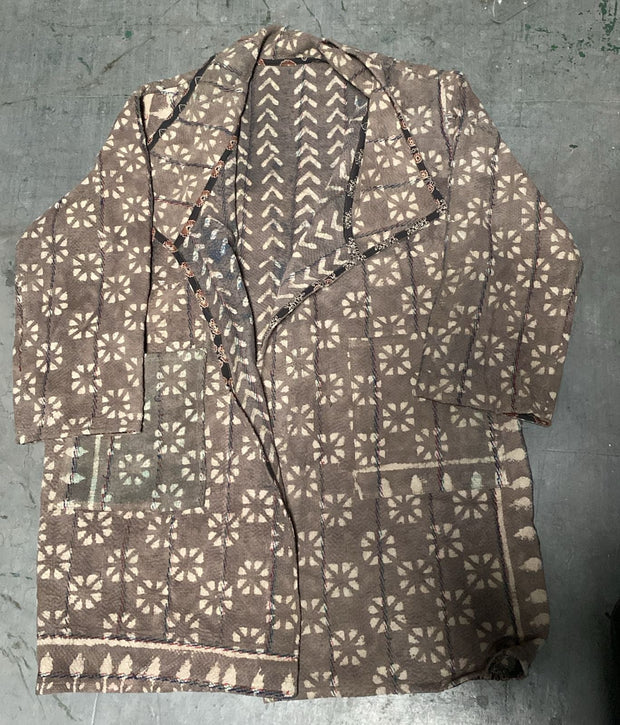 KIMONO JACKET KANTHA QUILT SASSA - sustainably made MOMO NEW YORK sustainable clothing, Kimono slow fashion