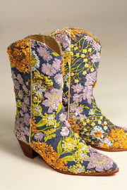 LAVENDER EMBROIDERED FLOWER SEQUIN WESTERN BOOTS - sustainably made MOMO NEW YORK sustainable clothing, boots slow fashion