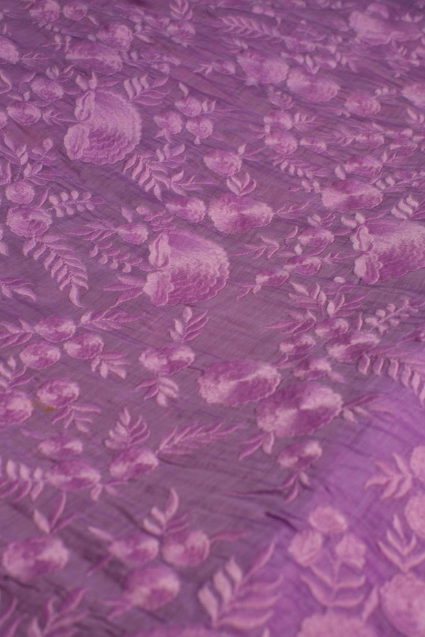 LAVENDER EMBROIDERED SILK B32-4 - sustainably made MOMO NEW YORK sustainable clothing, fabric slow fashion