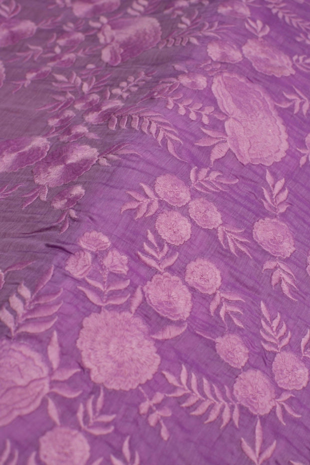 LAVENDER EMBROIDERED SILK B32-4 - sustainably made MOMO NEW YORK sustainable clothing, fabric slow fashion