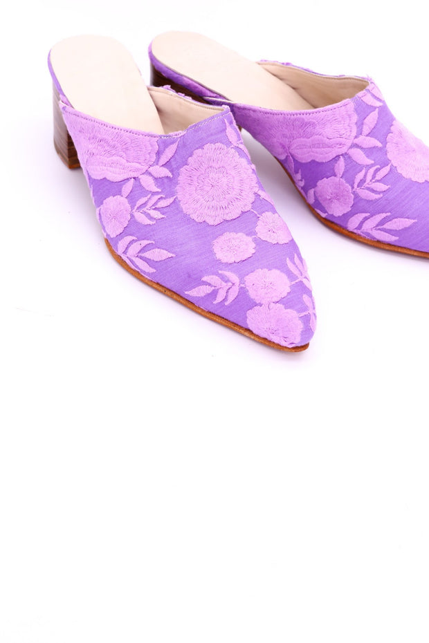 LAVENDER HEELED MULES ELLIE - sustainably made MOMO NEW YORK sustainable clothing, mules slow fashion