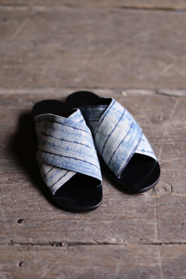 LEATHER SLIPPER SANDALS DOAN (INDIGO) - sustainably made MOMO NEW YORK sustainable clothing, mules slow fashion