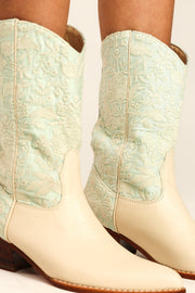 LIGHT MINT WESTERN BOOTS SENIA - sustainably made MOMO NEW YORK sustainable clothing, boots slow fashion