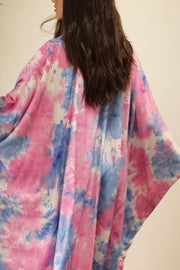 LITTLE TWIN PINK / BLUE TIE DYE KIMONO - sustainably made MOMO NEW YORK sustainable clothing, kimono slow fashion