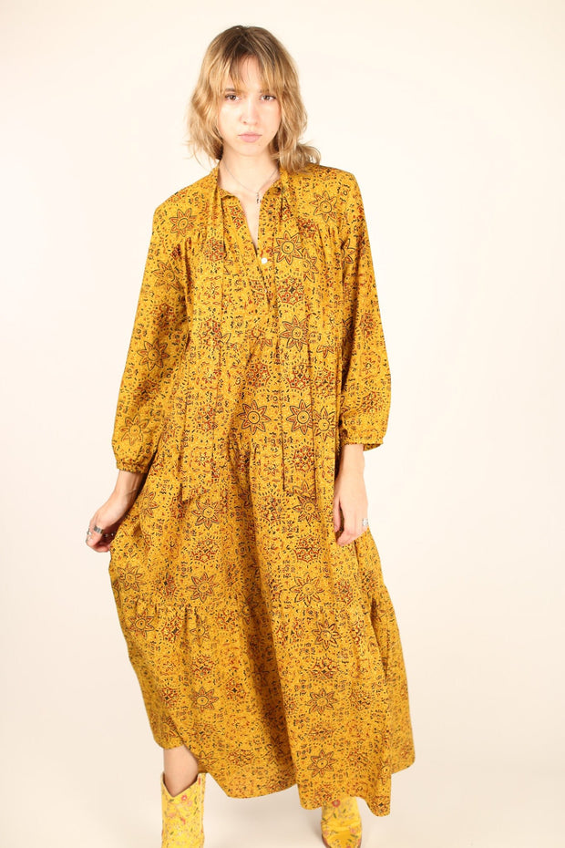 LONG COTTON DRESS ALBERTINE - sustainably made MOMO NEW YORK sustainable clothing, dress slow fashion