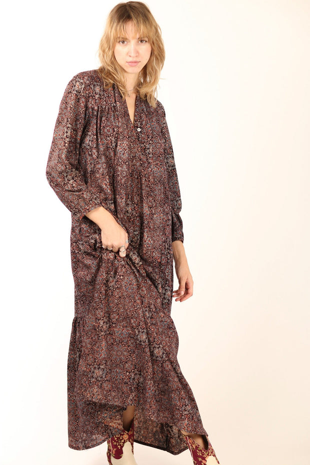 LONG COTTON DRESS ALBERTINE - sustainably made MOMO NEW YORK sustainable clothing, dress slow fashion