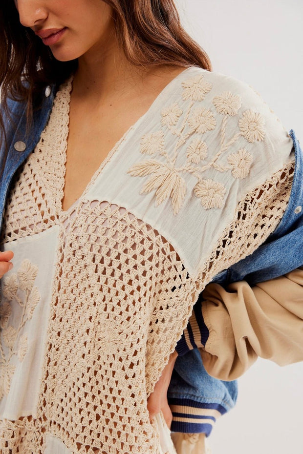 LOVE STORY CROCHET KAFTAN - sustainably made MOMO NEW YORK sustainable clothing, crochet slow fashion