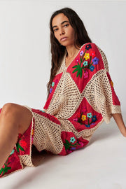 LOVE STORY CROCHET KAFTAN - sustainably made MOMO NEW YORK sustainable clothing, crochet slow fashion