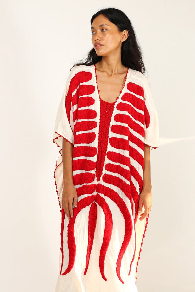 MARIE CLAIRE EMBROIDERED KAFTAN - sustainably made MOMO NEW YORK sustainable clothing, kaftan slow fashion