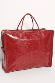 MOMO Red Crocodile Embossed Miami Mega Weekender - sustainably made MOMO NEW YORK sustainable clothing, offer slow fashion