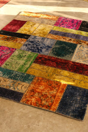 MULTI COLOR PATCHWORK RUG 2.02 x 1.50 m - sustainably made MOMO NEW YORK sustainable clothing, rug slow fashion