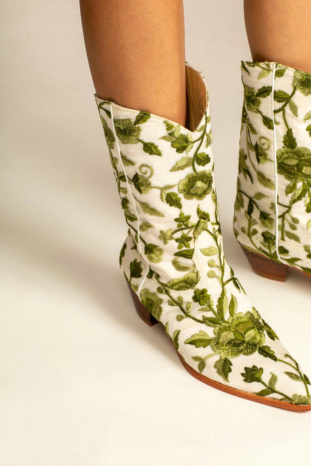 NATURE LOVE EMBROIDERED WESTERN BOOTS - sustainably made MOMO NEW YORK sustainable clothing, wholesaleshoes slow fashion