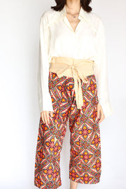 NEEDLEWORK FISHERMAN CROP WRAP PANTS - sustainably made MOMO NEW YORK sustainable clothing, pants slow fashion