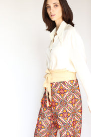 NEEDLEWORK FISHERMAN CROP WRAP PANTS - sustainably made MOMO NEW YORK sustainable clothing, pants slow fashion