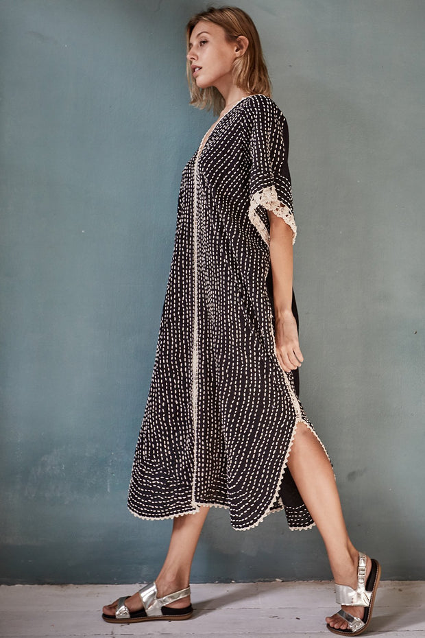 New York City Chic Kaftan Dress Isla - sustainably made MOMO NEW YORK sustainable clothing, Boho Chic slow fashion