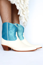 OCEAN BLUE SHORT WESTERN BOOTIES BOOTS MIRA - sustainably made MOMO NEW YORK sustainable clothing, boots slow fashion