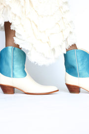 OCEAN BLUE SHORT WESTERN BOOTIES BOOTS MIRA - sustainably made MOMO NEW YORK sustainable clothing, boots slow fashion