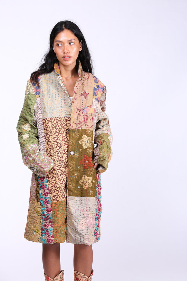 PATCHWORK STITCH JACKET COAT FRANKIE - sustainably made MOMO NEW YORK sustainable clothing, Coat slow fashion