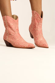 PEACH EMBROIDERED BOOTS TRIBECA - sustainably made MOMO NEW YORK sustainable clothing, boots slow fashion