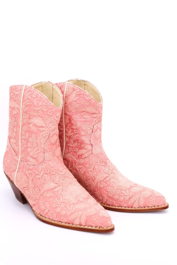 PEACH EMBROIDERED BOOTS TRIBECA - sustainably made MOMO NEW YORK sustainable clothing, boots slow fashion