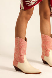 PINK CREME WESTERN BOOTS LOERI - sustainably made MOMO NEW YORK sustainable clothing, boots slow fashion