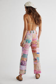 RAYA EMBROIDERED PATCHWORK PANTS - sustainably made MOMO NEW YORK sustainable clothing, pants slow fashion