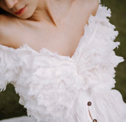 RUFFLE DETAIL COTTON BOHO DRESS FOX - sustainably made MOMO NEW YORK sustainable clothing, dress slow fashion