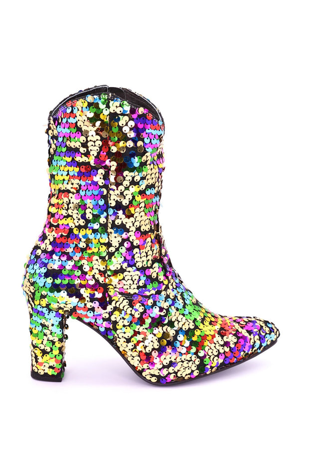 SEQUIN ANKLE BOOTS CARLOTTA - sustainably made MOMO NEW YORK sustainable clothing, boots slow fashion