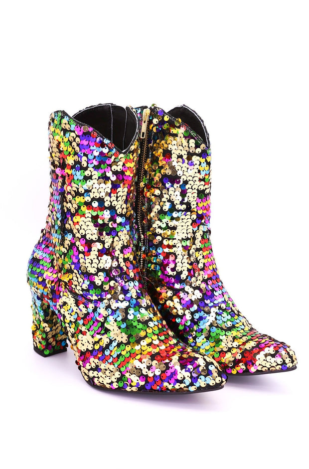 SEQUIN ANKLE BOOTS CARLOTTA - sustainably made MOMO NEW YORK sustainable clothing, boots slow fashion