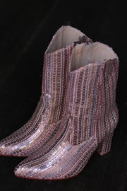 SEQUIN EMBROIDERED HEELED BOOTS SALIB - sustainably made MOMO NEW YORK sustainable clothing, boots slow fashion