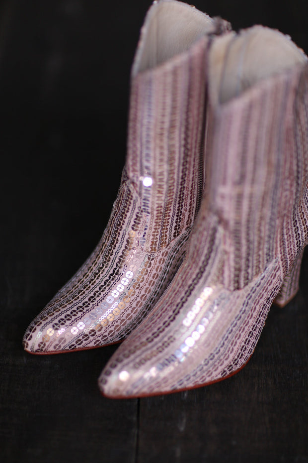 SEQUIN EMBROIDERED HEELED BOOTS SALIB - sustainably made MOMO NEW YORK sustainable clothing, boots slow fashion