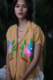 Short Sleeve Linen Blazer Jacket - sustainably made MOMO NEW YORK sustainable clothing, offer slow fashion