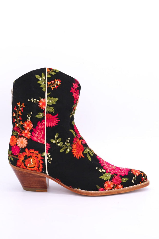 SHORT WESTERN BOOTS EMBROIDERED LEILA - sustainably made MOMO NEW YORK sustainable clothing, boots slow fashion