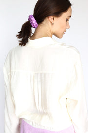 SILK COTTON EMBROIDERED SCRUNCHIE - sustainably made MOMO NEW YORK sustainable clothing, slow fashion