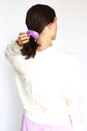 SILK COTTON EMBROIDERED SCRUNCHIE - sustainably made MOMO NEW YORK sustainable clothing, slow fashion