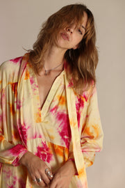 SILK COTTON TIE DYE DRESS LAURINE - sustainably made MOMO NEW YORK sustainable clothing, dress slow fashion