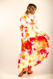 SILK COTTON TIE DYE DRESS LAURINE - sustainably made MOMO NEW YORK sustainable clothing, dress slow fashion