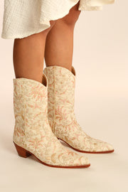 SILK EMBROIDERED BOOTS LAFAYETTE - sustainably made MOMO NEW YORK sustainable clothing, boots slow fashion