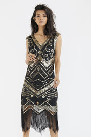 SILK EMBROIDERED DRESS GOOK - sustainably made MOMO NEW YORK sustainable clothing, offer slow fashion