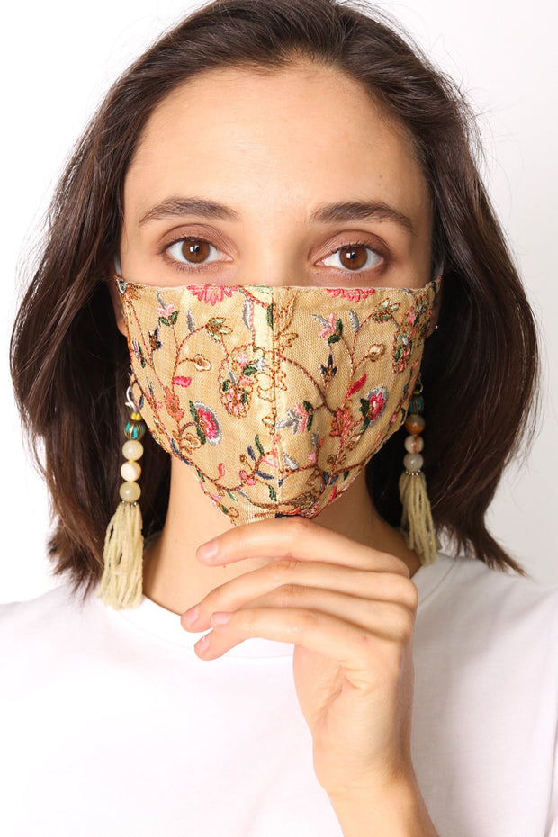 SILK EMBROIDERED FACE MASK DEUN - sustainably made MOMO NEW YORK sustainable clothing, offerfm slow fashion