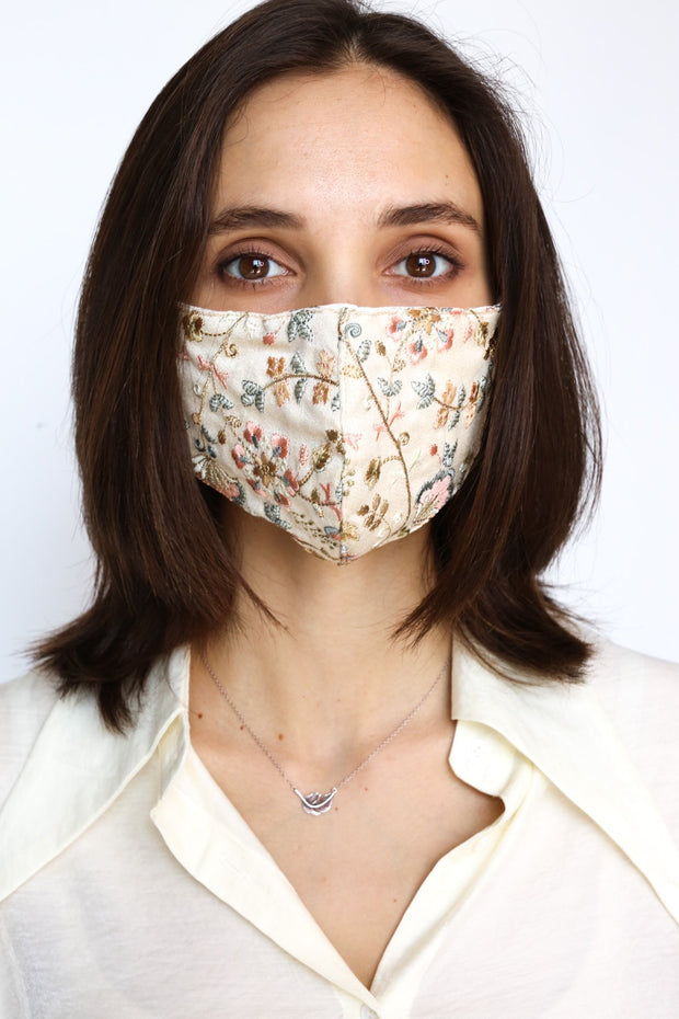 SILK EMBROIDERED FACE MASK MASSA - sustainably made MOMO NEW YORK sustainable clothing, slow fashion