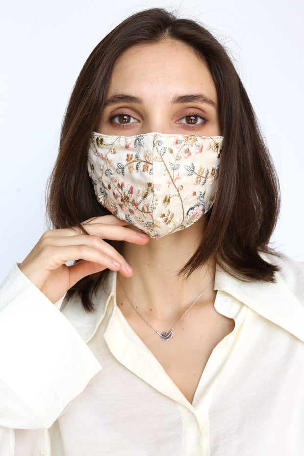 SILK EMBROIDERED FACE MASK MASSA - sustainably made MOMO NEW YORK sustainable clothing, slow fashion