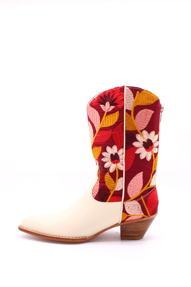 SILK EMBROIDERED WESTERN BOOTS X ANTHROPOLOGIE - sustainably made MOMO NEW YORK sustainable clothing, boots slow fashion