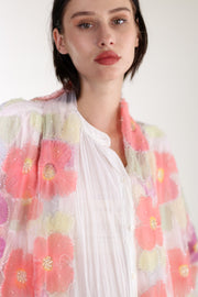 SILK FLOWER EMBELLISHED KIMONO ULISA - sustainably made MOMO NEW YORK sustainable clothing, Kimono slow fashion