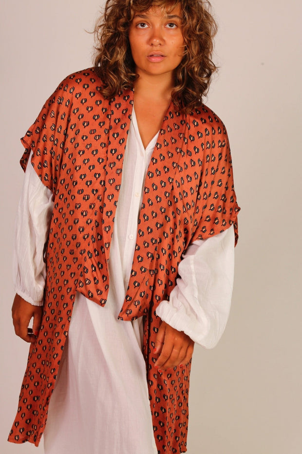 SILK KIMONO ANNIKA - sustainably made MOMO NEW YORK sustainable clothing, kimono slow fashion