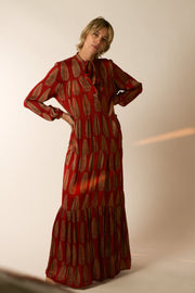 SILK MAXI DRESS ARAVENA - sustainably made MOMO NEW YORK sustainable clothing, dress slow fashion