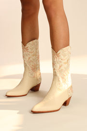 SILK WESTERN EMBROIDERED BOOTS RHEA - sustainably made MOMO NEW YORK sustainable clothing, boots slow fashion