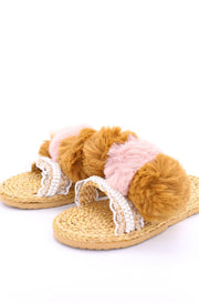 SONNY PLUSH POM POM SANDALS - sustainably made MOMO NEW YORK sustainable clothing, mules slow fashion