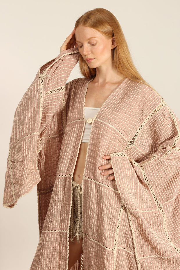 STITCH KIMONO ANNA - sustainably made MOMO NEW YORK sustainable clothing, kaftan slow fashion