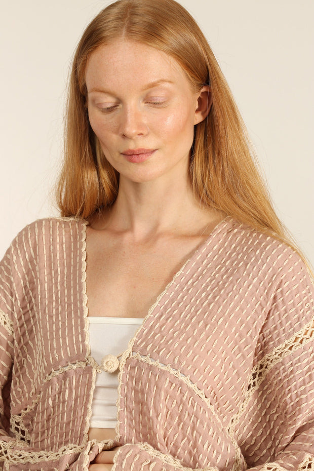 STITCH KIMONO ANNA - sustainably made MOMO NEW YORK sustainable clothing, kaftan slow fashion